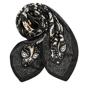 Black Pattern Silky Neck Scarf